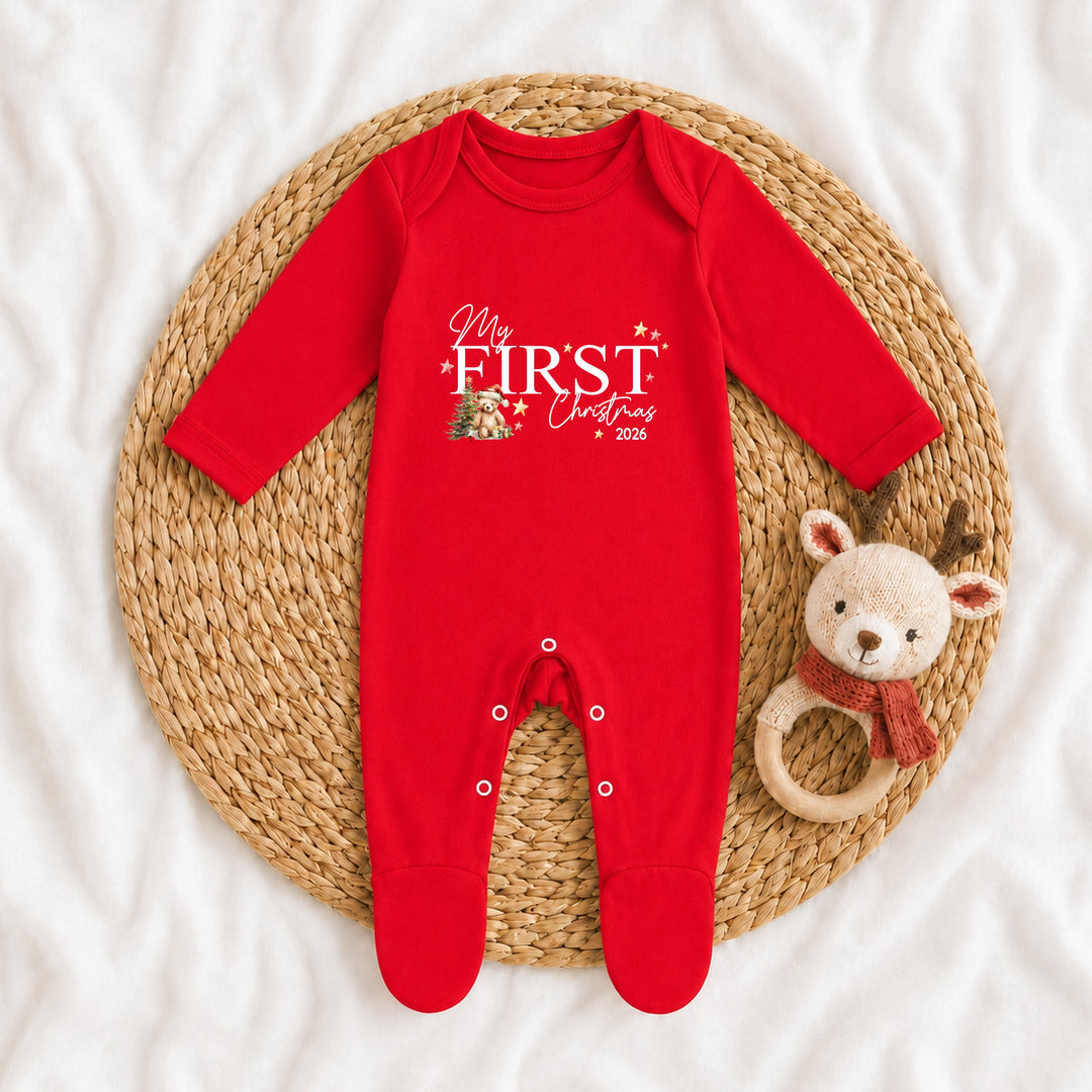 Red My First Christmas Baby Grow, Vest Or Bib
