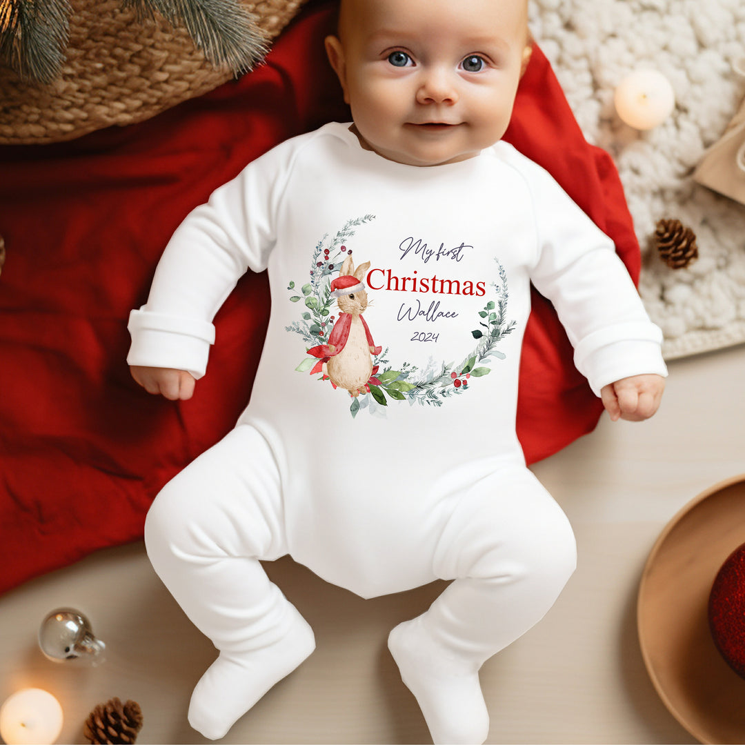 My First Christmas Wreath Babygrow/Vest/Bib