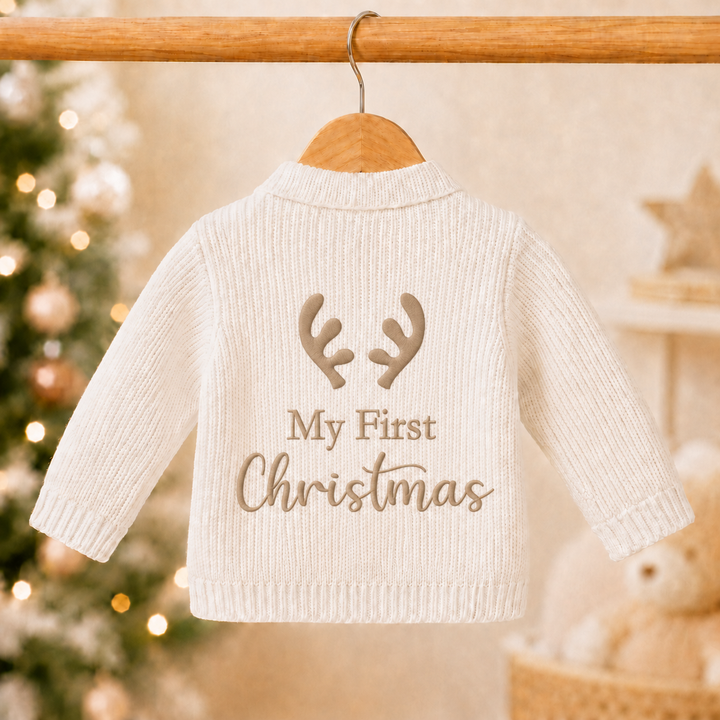 Reindeer Antlers My First Christmas Cardigan