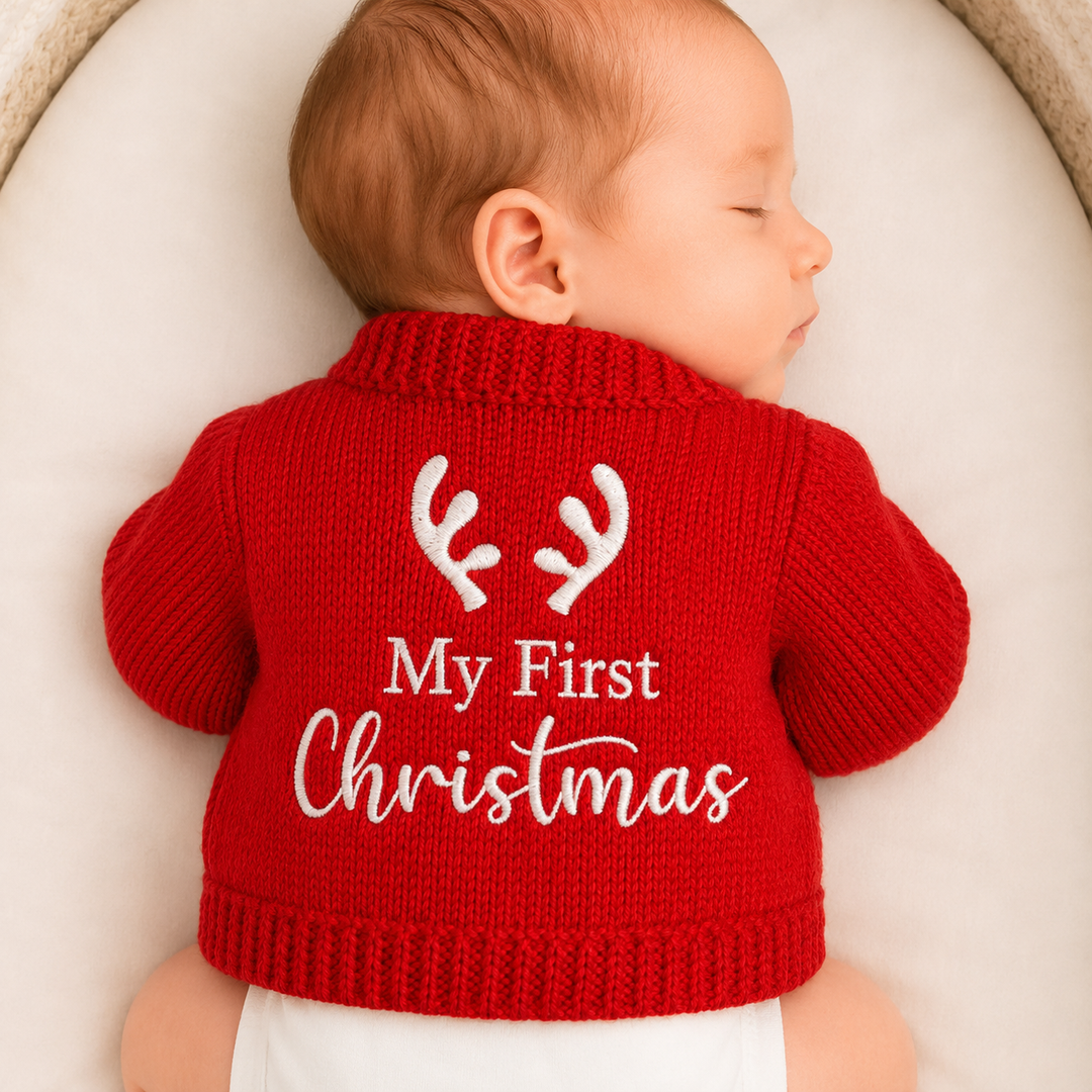 Reindeer Antlers My First Christmas Cardigan