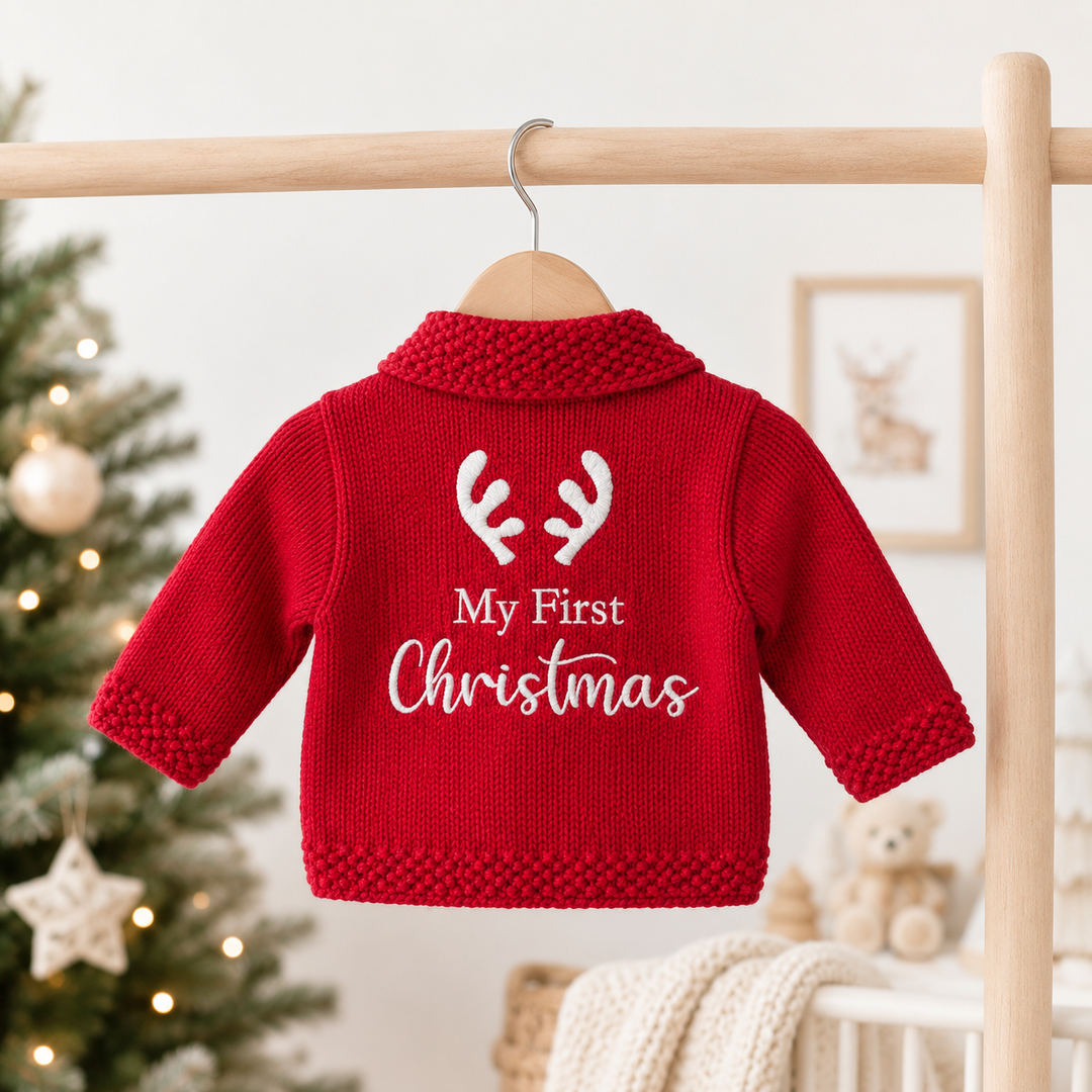 Reindeer Antlers My First Christmas Cardigan