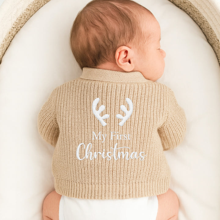 Reindeer Antlers My First Christmas Cardigan