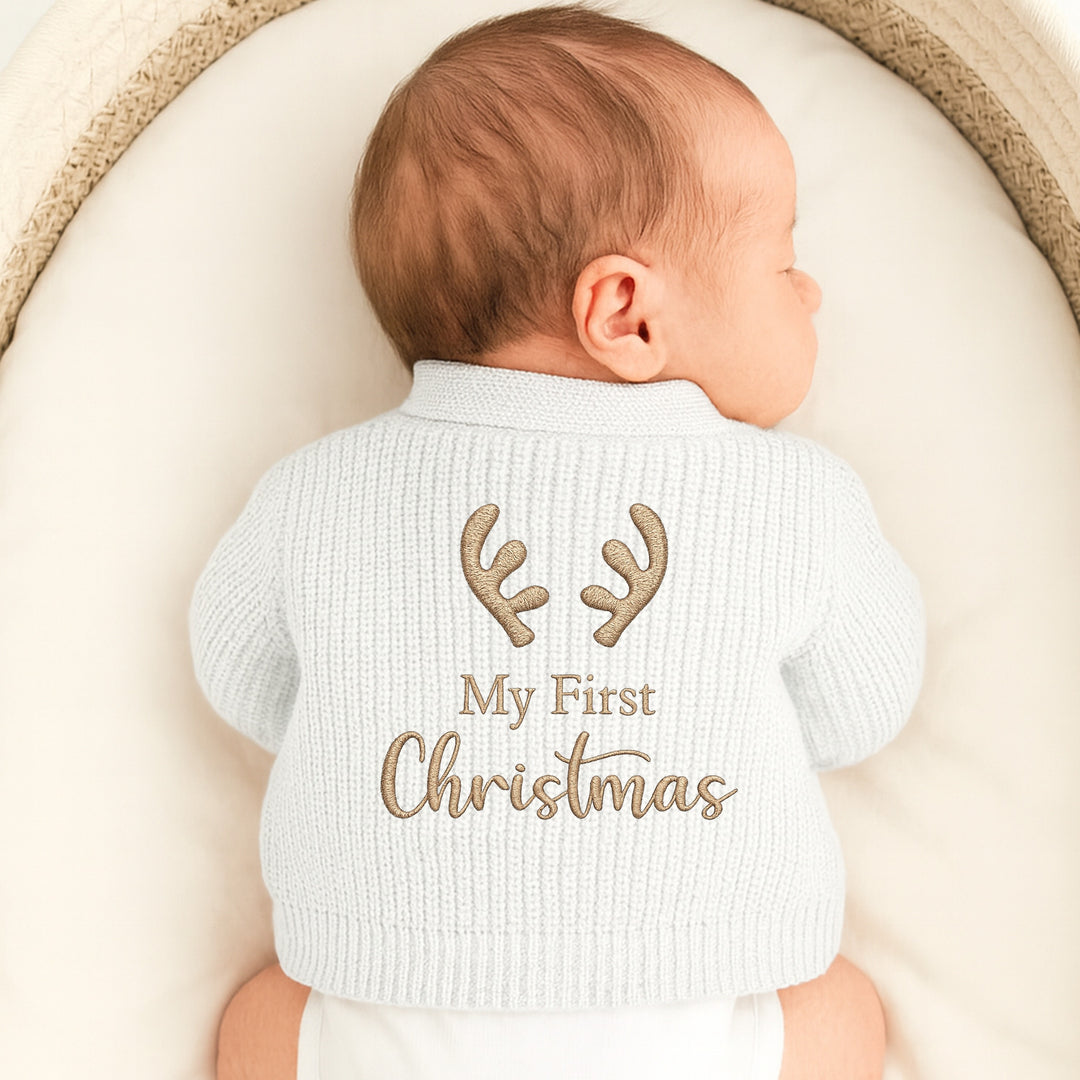 Reindeer Antlers My First Christmas Cardigan
