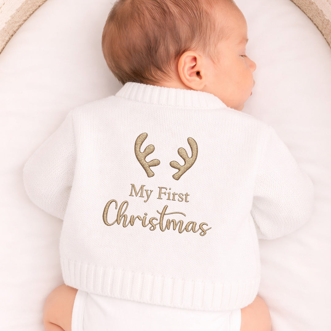 Reindeer Antlers My First Christmas Cardigan