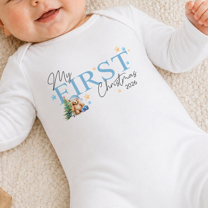 Blue My First Christmas Baby Grow, Vest or Bib