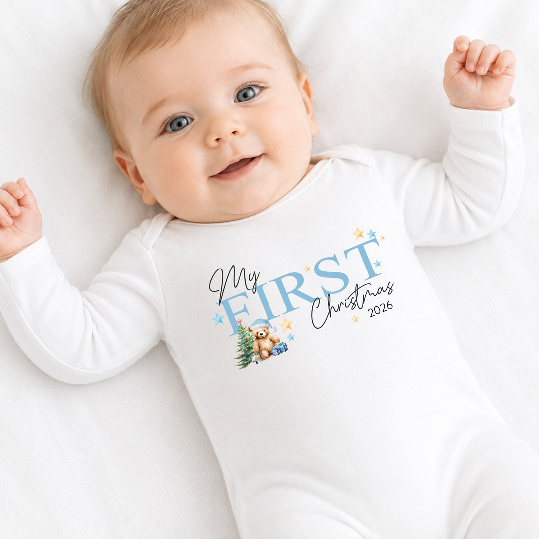 Blue My First Christmas Baby Grow, Vest or Bib