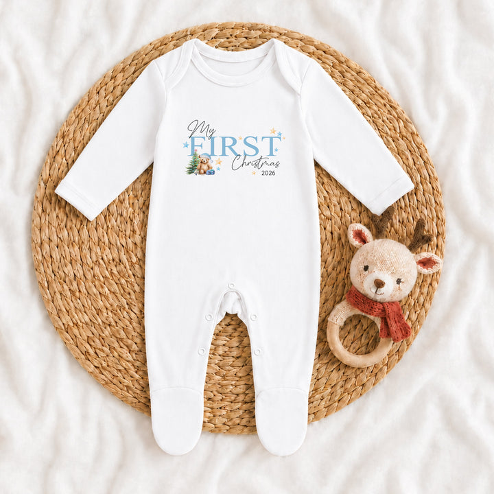 Blue My First Christmas Baby Grow, Vest or Bib