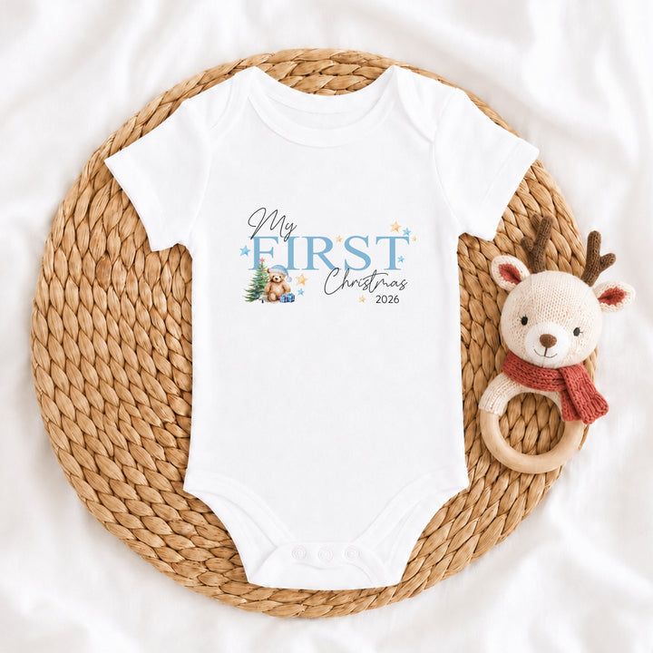 Blue My First Christmas Baby Grow, Vest or Bib