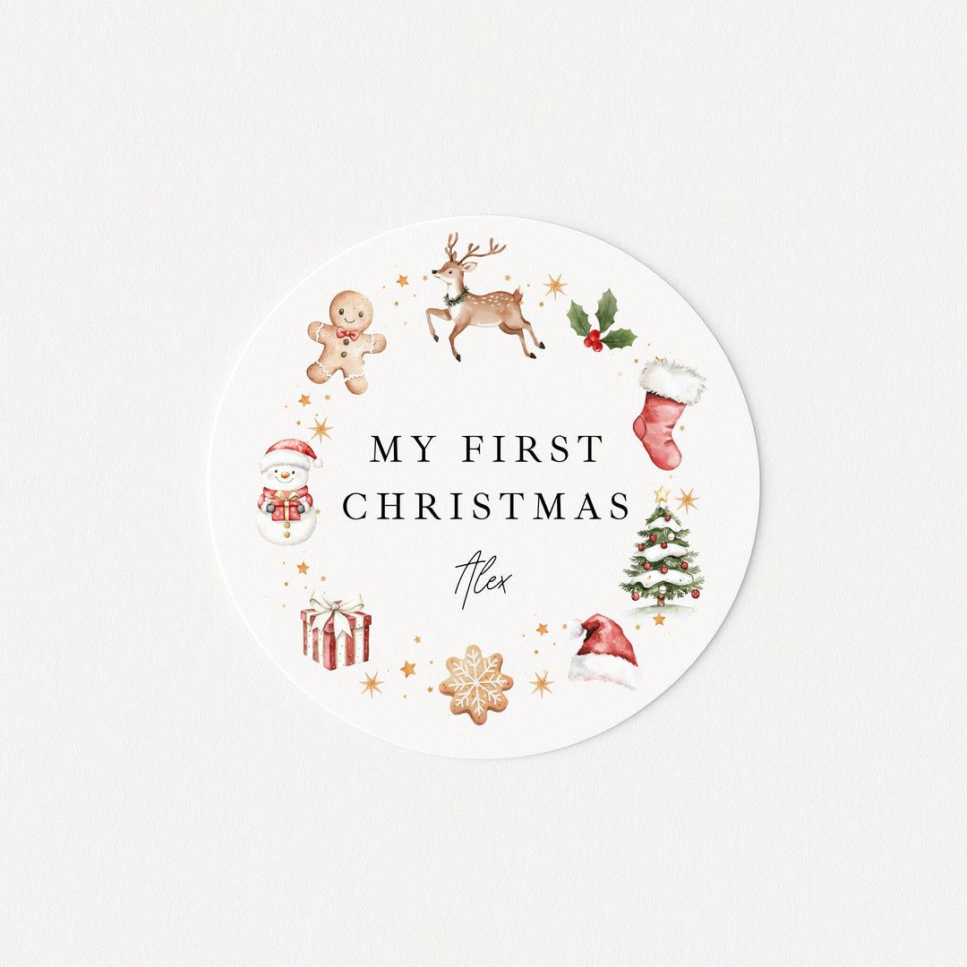 Personalised My First Christmas Wreath Stickers