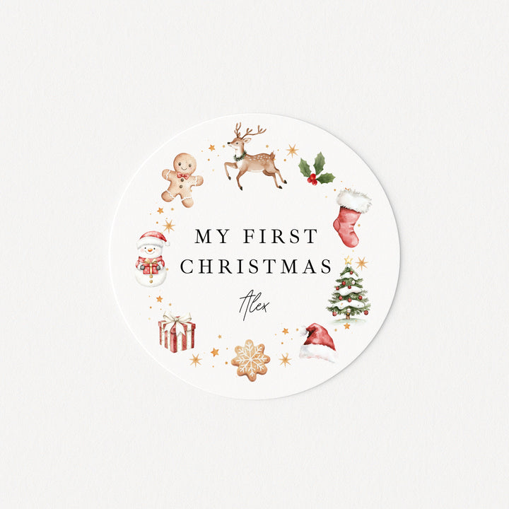 Personalised My First Christmas Wreath Stickers