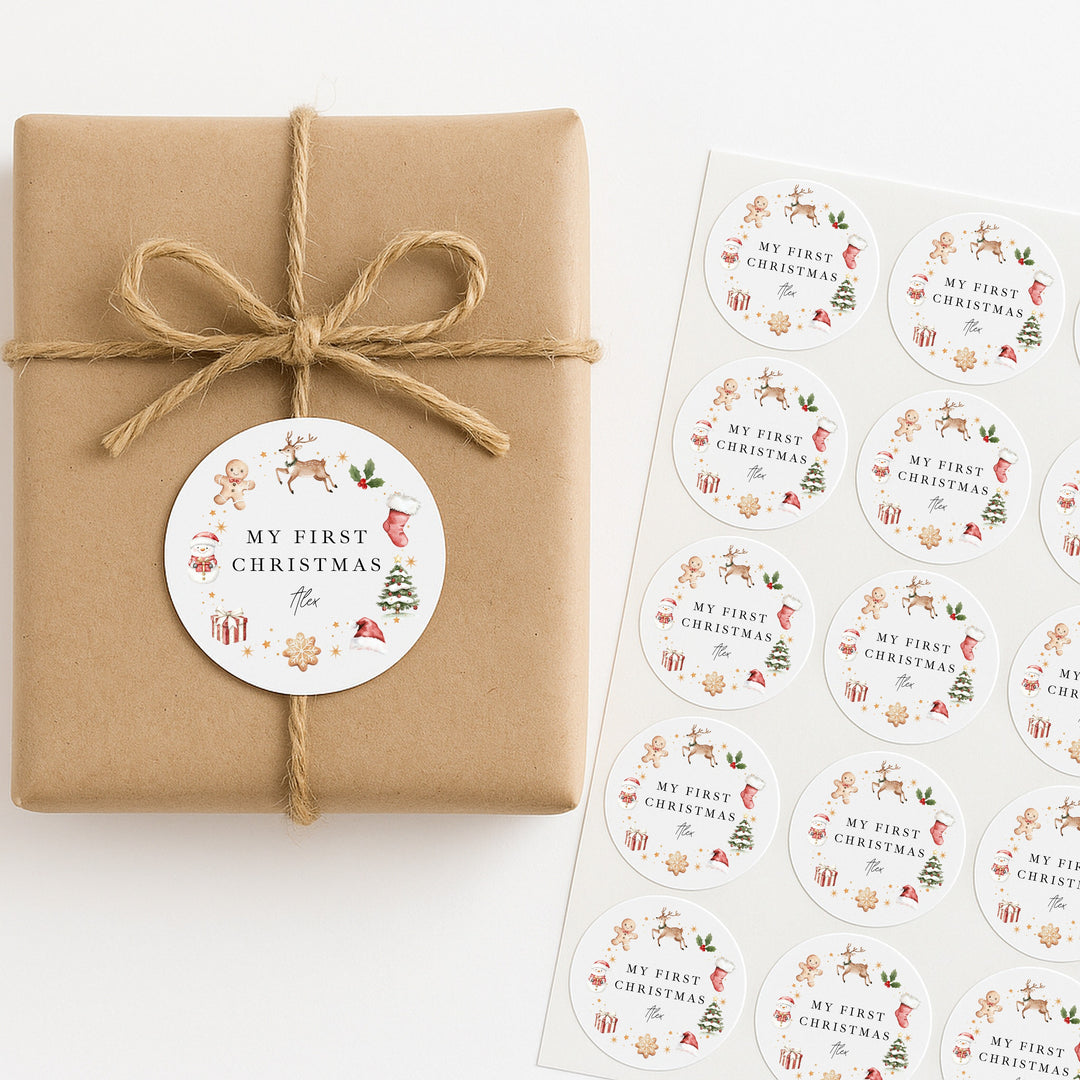 Personalised My First Christmas Wreath Stickers