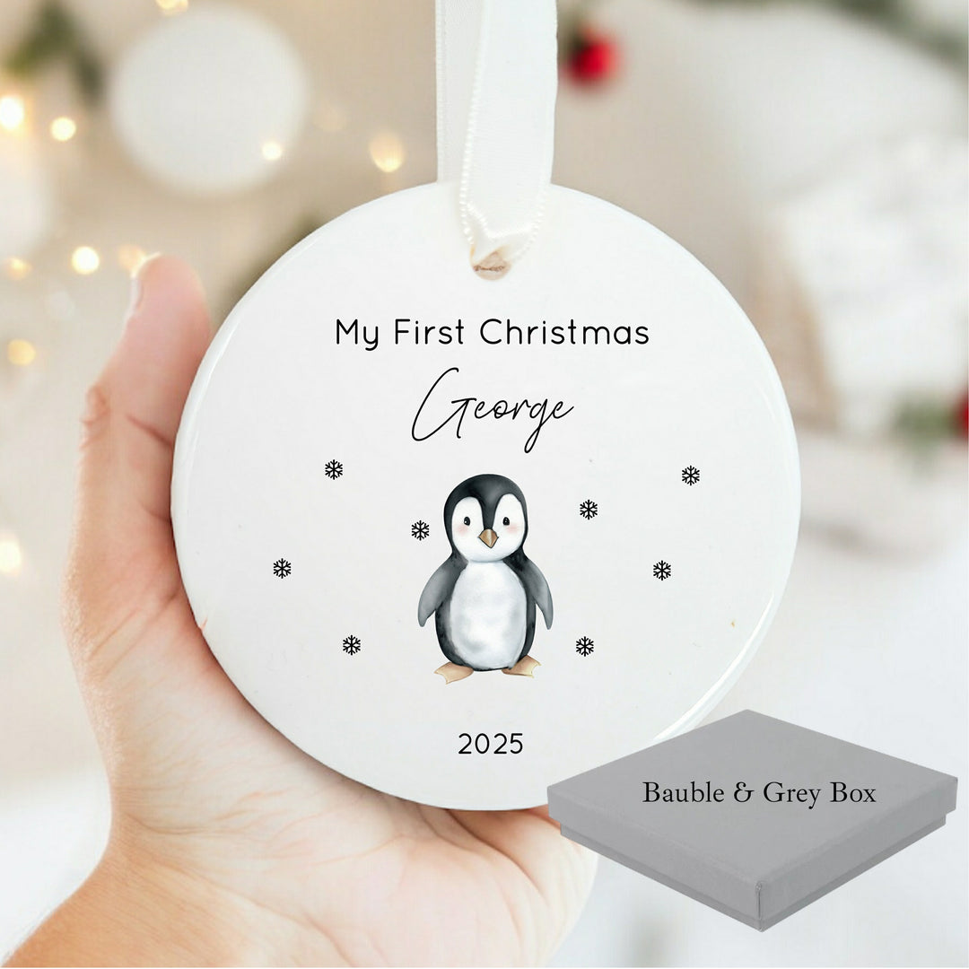 Personalised My First Christmas Penguin Ceramic Ornament