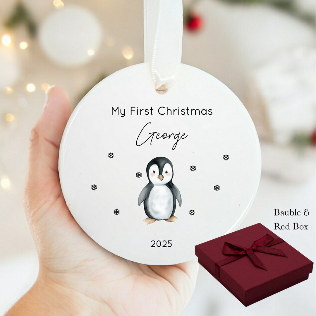 Personalised My First Christmas Penguin Ceramic Ornament