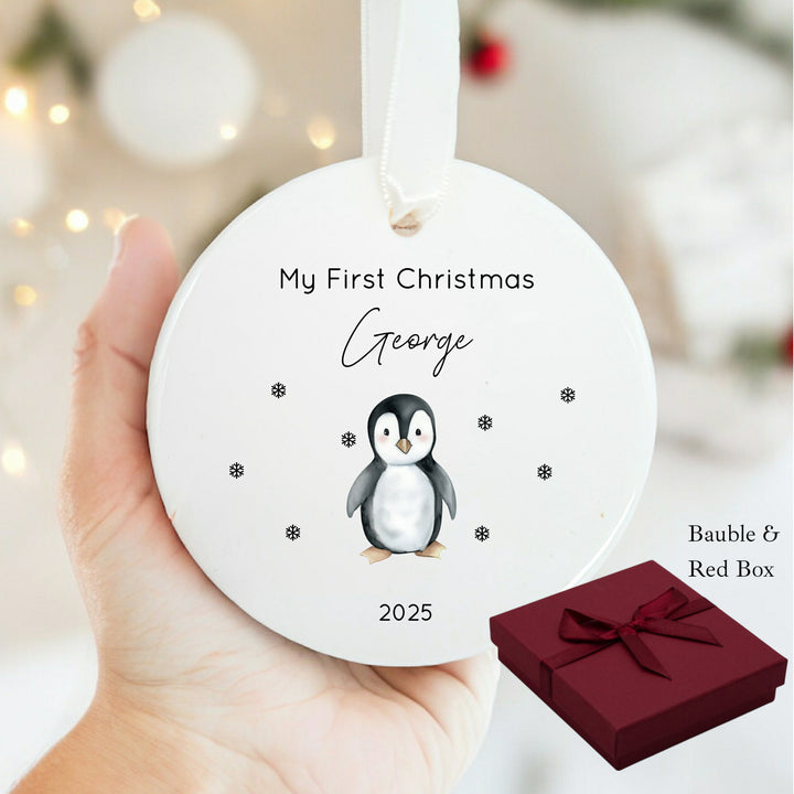 Personalised My First Christmas Penguin Ceramic Ornament