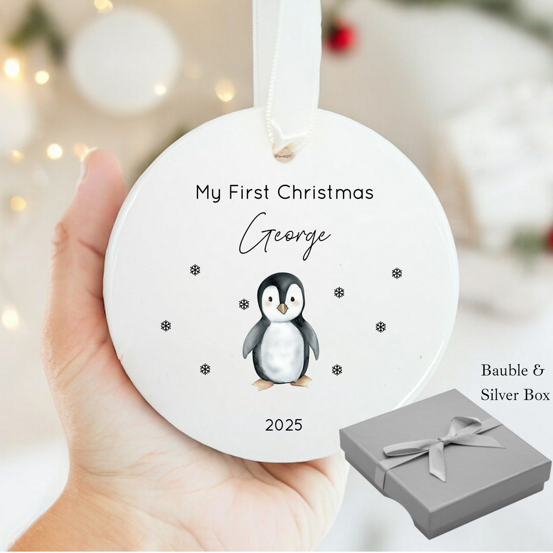 Personalised My First Christmas Penguin Ceramic Ornament