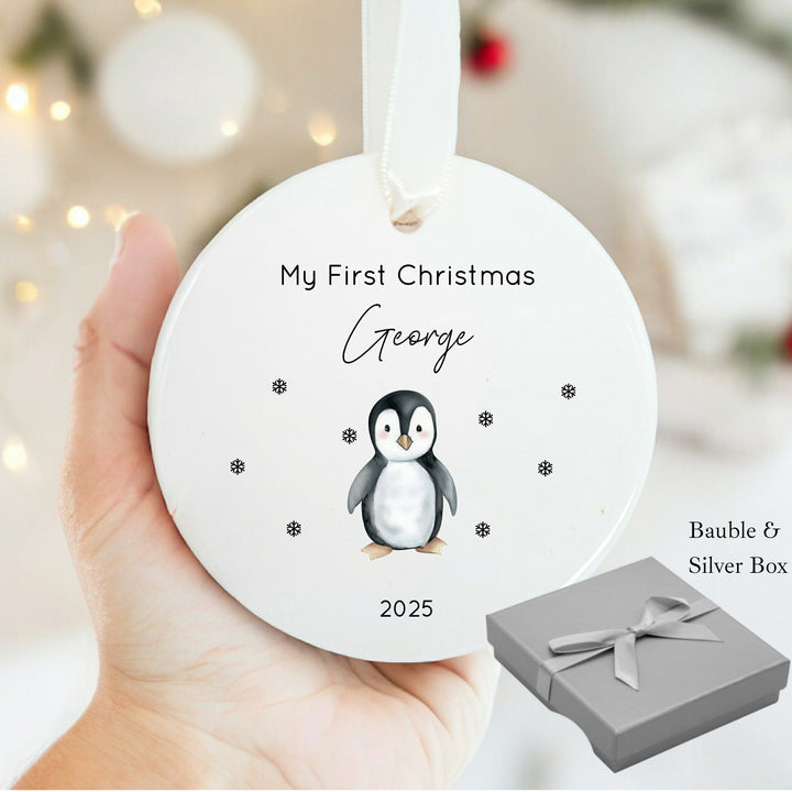 Personalised My First Christmas Penguin Ceramic Ornament