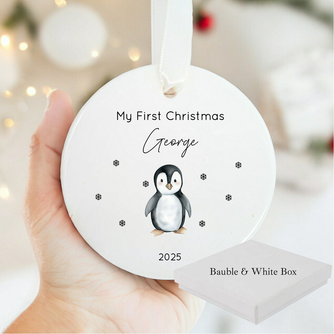 Personalised My First Christmas Penguin Ceramic Ornament