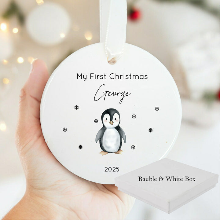 Personalised My First Christmas Penguin Ceramic Ornament