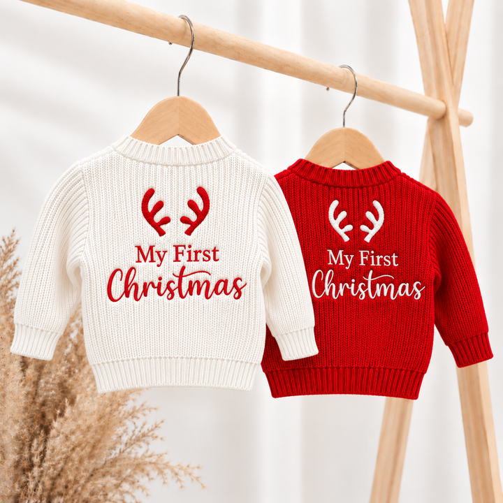 Reindeer Antlers My First Christmas Cardigan