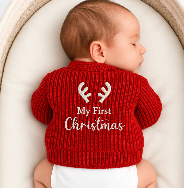 Reindeer Antlers My First Christmas Cardigan