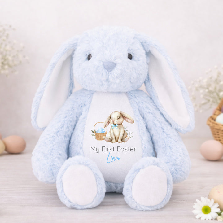 Personalised Blue Bow Tie Brown Bunny My First Easter Teddy