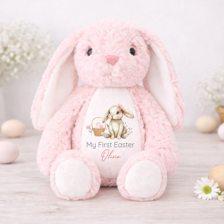 Personalised Pink Bow Brown Bunny My First Easter Teddy