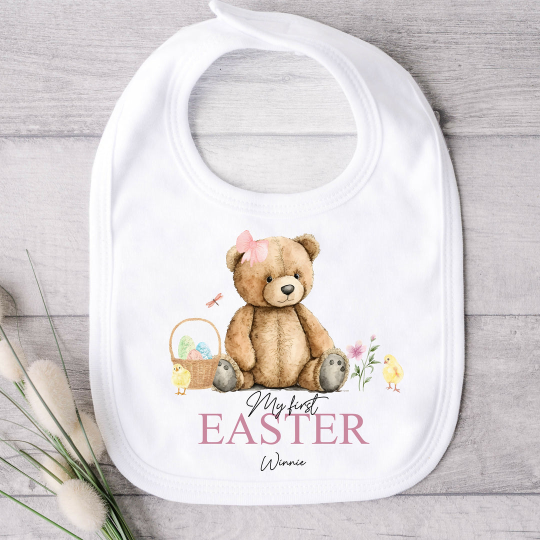 Personalised My First Easter Pink Teddy Bear Babygrow/Vest