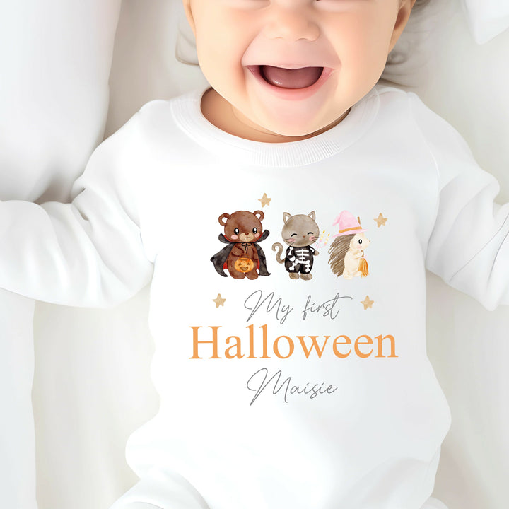 Personalised My First Halloween Animals Babygrow/Vest/Bib