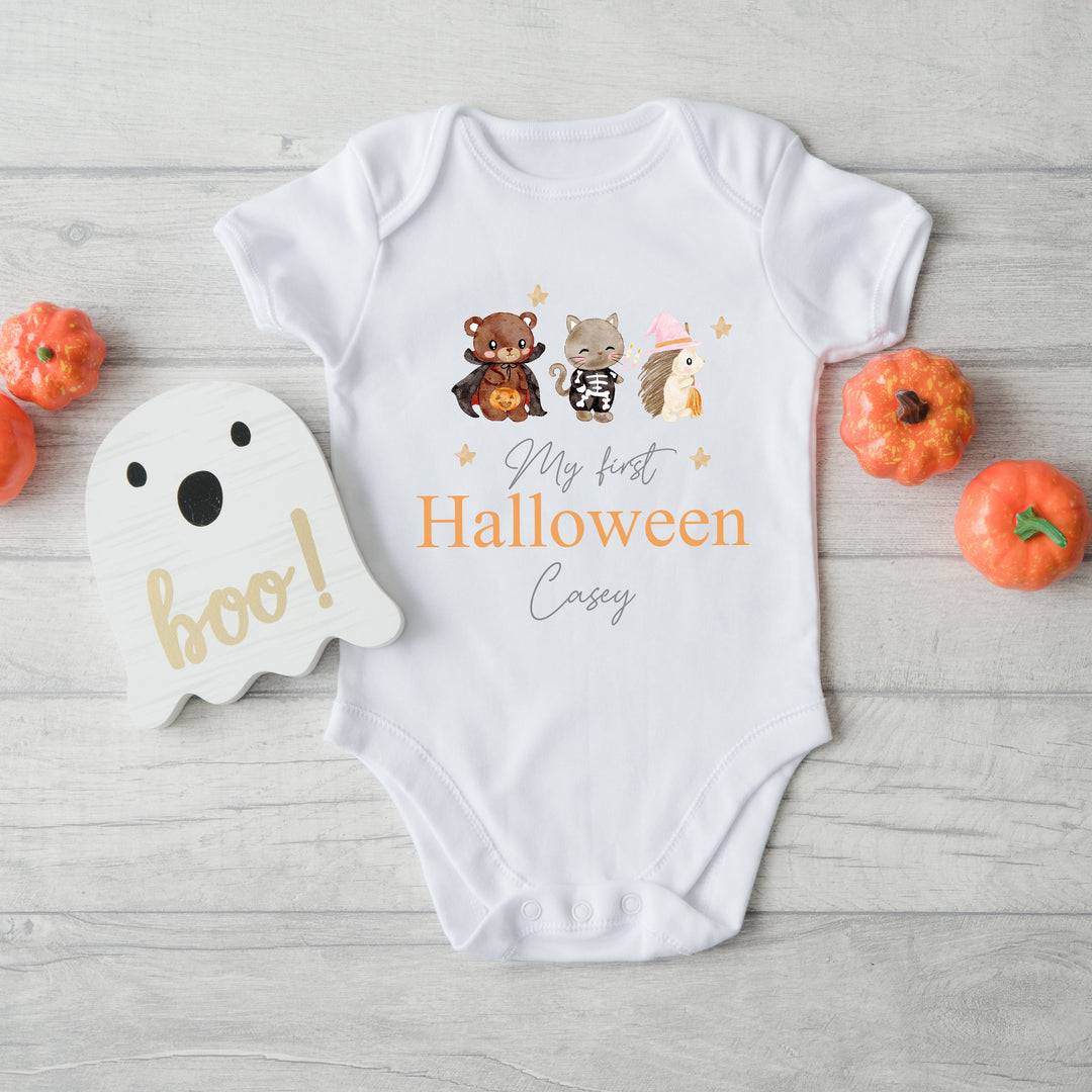 Personalised My First Halloween Animals Babygrow/Vest/Bib