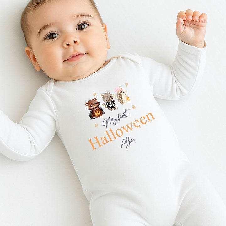 Personalised My First Halloween Animals Babygrow/Vest/Bib