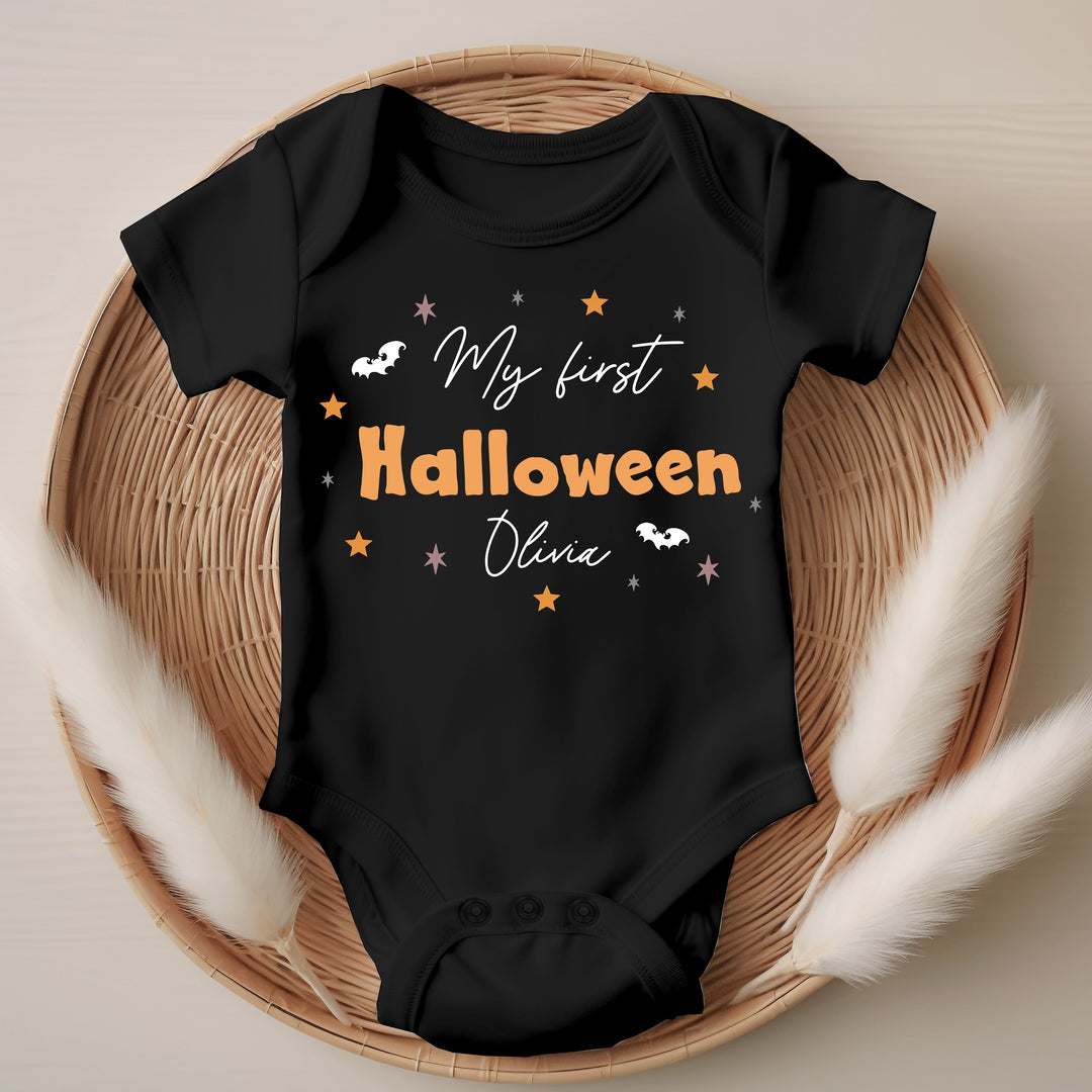 Personalised My First Halloween Bats Black Babygrow/Vest