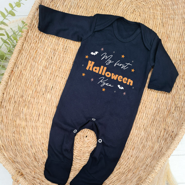 Personalised My First Halloween Bats Black Babygrow/Vest