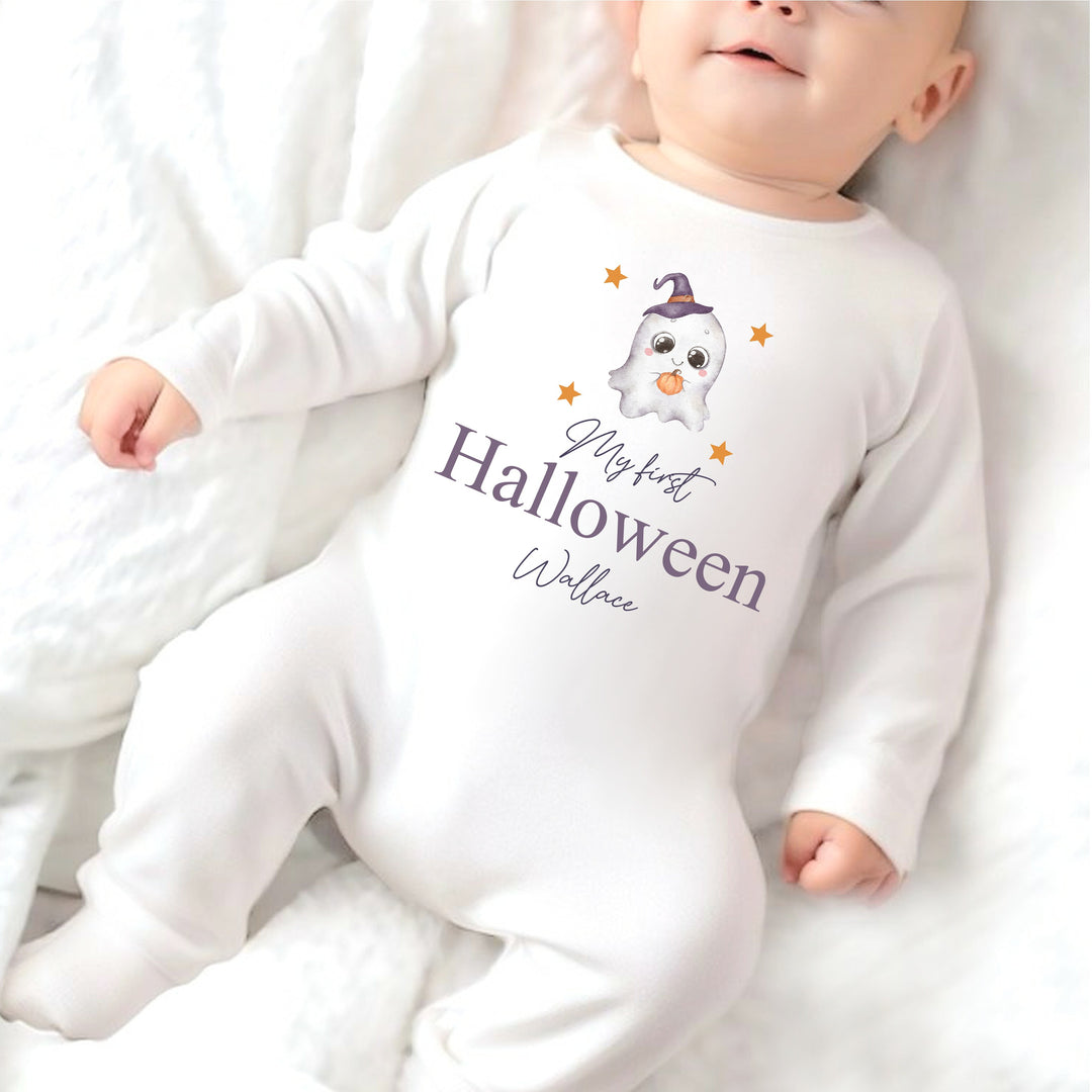 Personalised My First Halloween Ghost Babygrow/Vest/Bib