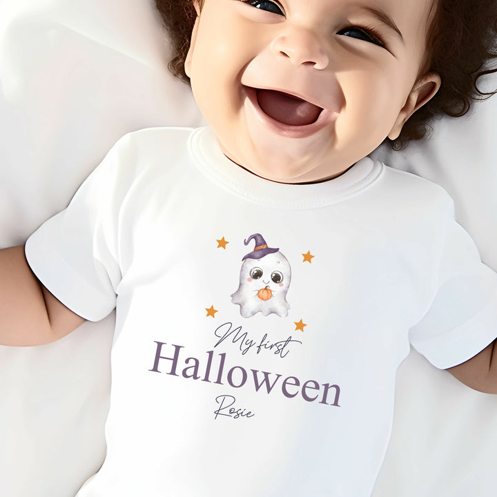 Personalised My First Halloween Ghost Babygrow/Vest/Bib