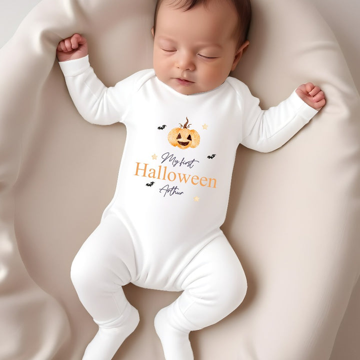 Personalised My First Halloween Pumpkin Babygrow/Vest/Bib