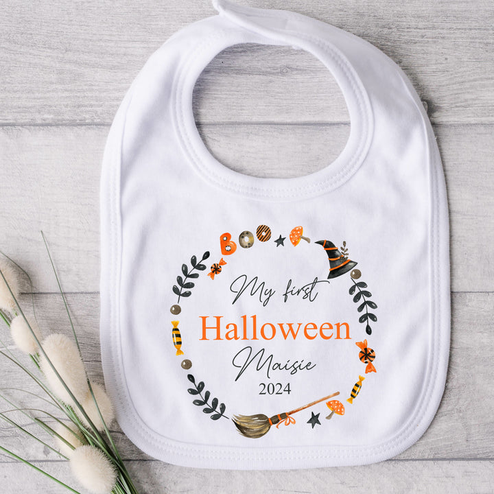 Personalised My First Halloween Wreath Babygrow/Vest/Bib