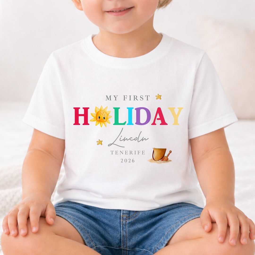 Personalised Sun My First Holiday T-Shirt