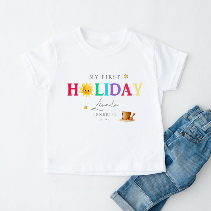 Personalised Sun My First Holiday T-Shirt