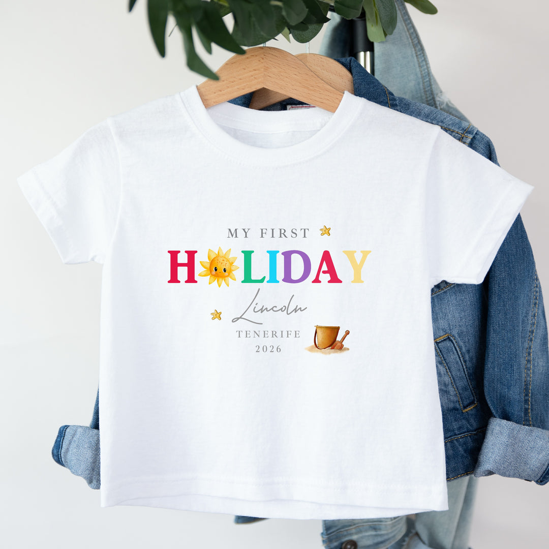 Personalised Sun My First Holiday T-Shirt