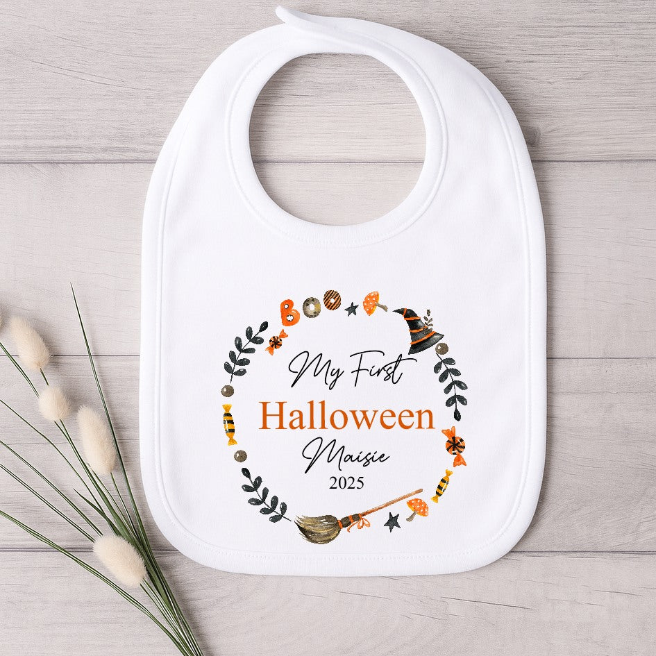 Personalised My First Halloween Wreath Babygrow/Vest/Bib