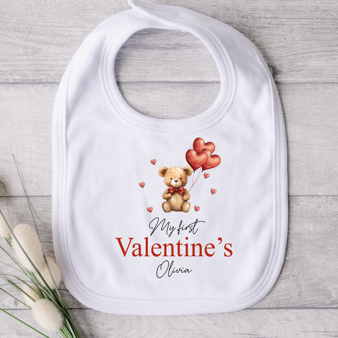 Personalised Our First Valentines Day Bears Balloons Babygrow/Vest