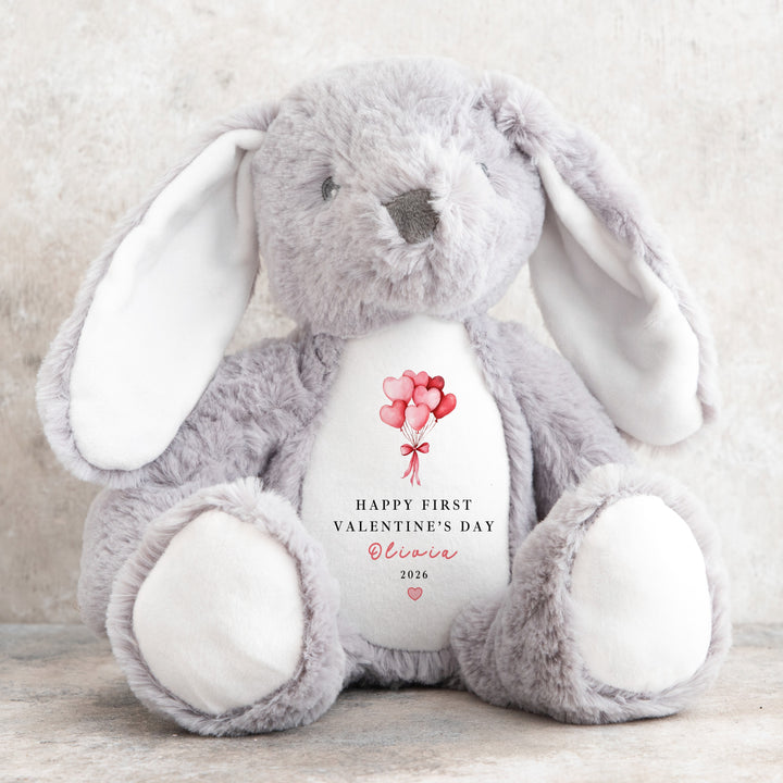 Personalised Heart Balloons Happy First Valentine's Day Soft Toy