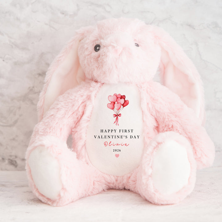 Personalised Heart Balloons Happy First Valentine's Day Soft Toy