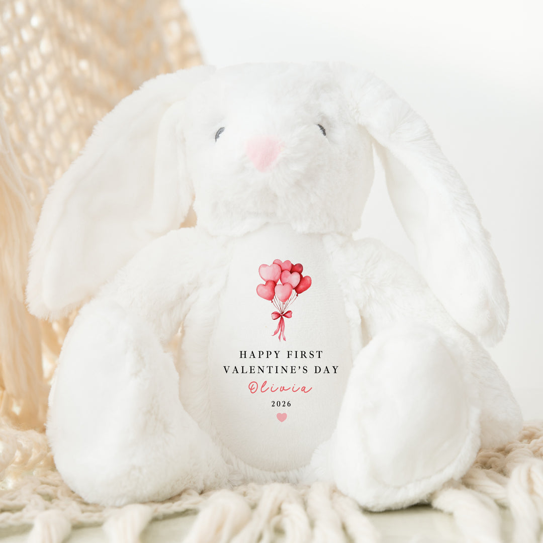 Personalised Heart Balloons Happy First Valentine's Day Soft Toy