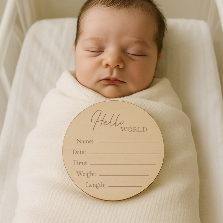 Hello World Baby Milestone Wooden Plaque Set