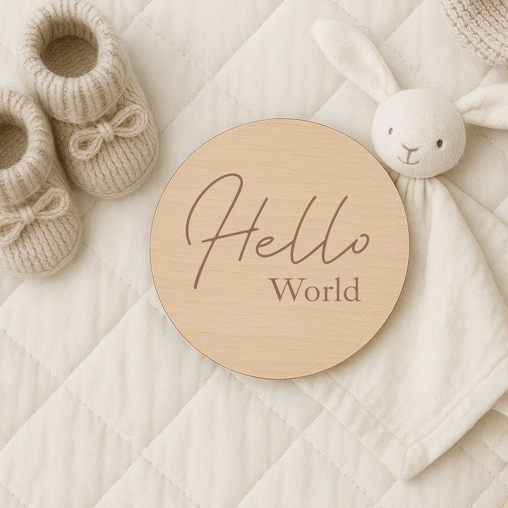 Hello World Baby Milestone Wooden Plaque Set