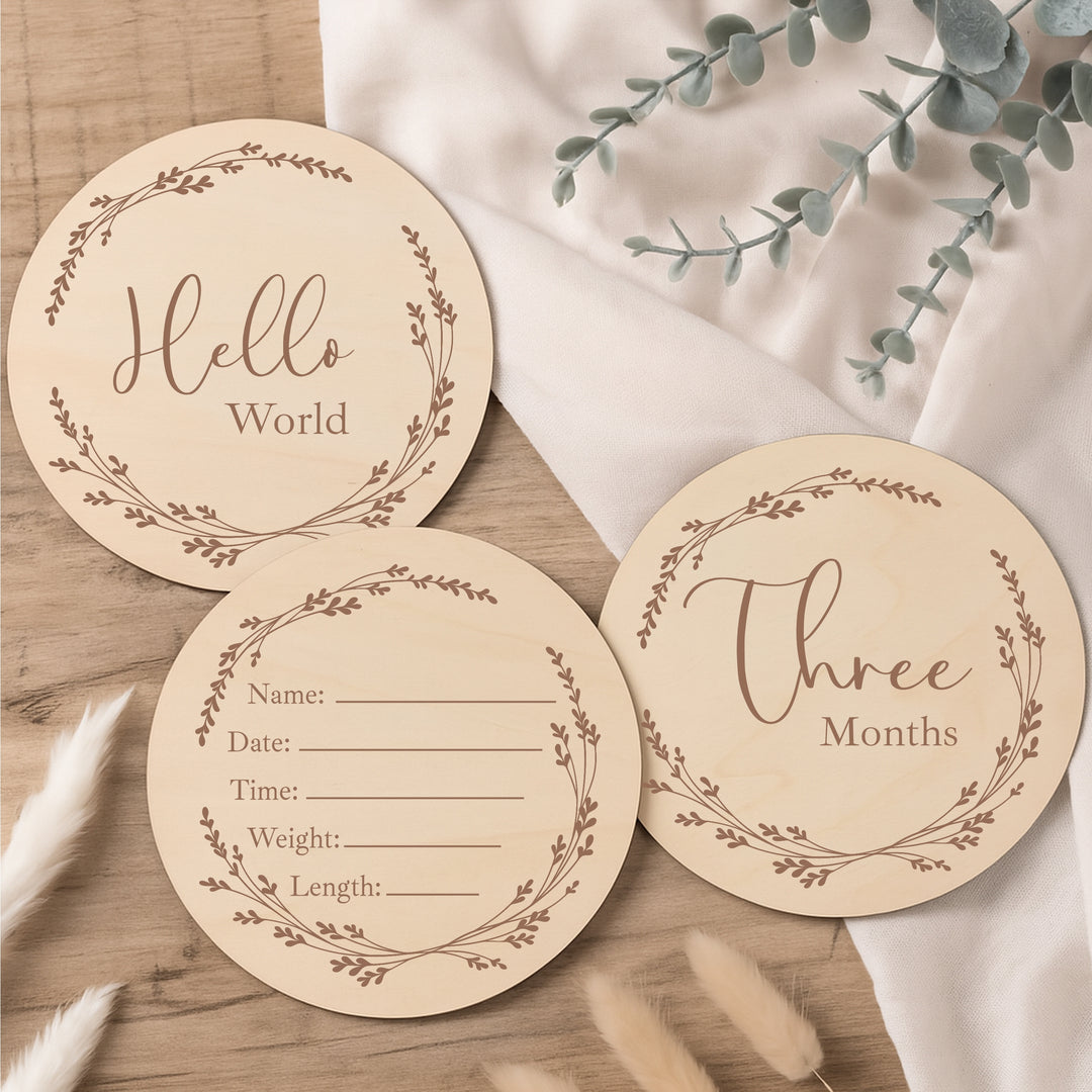 Baby Name Announcement Wooden Plaque Set