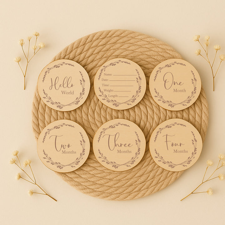 Baby Name Announcement Wooden Plaque Set
