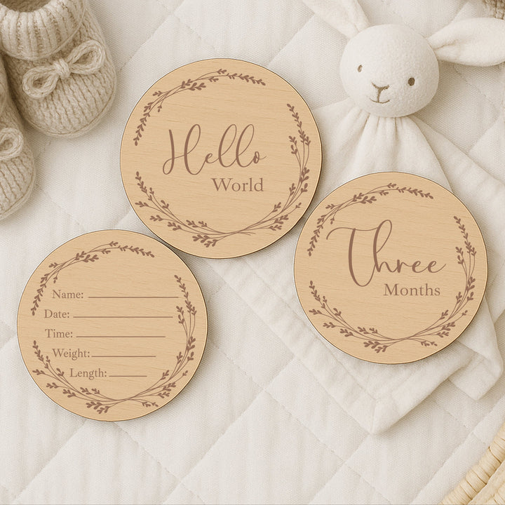 Baby Name Announcement Wooden Plaque Set