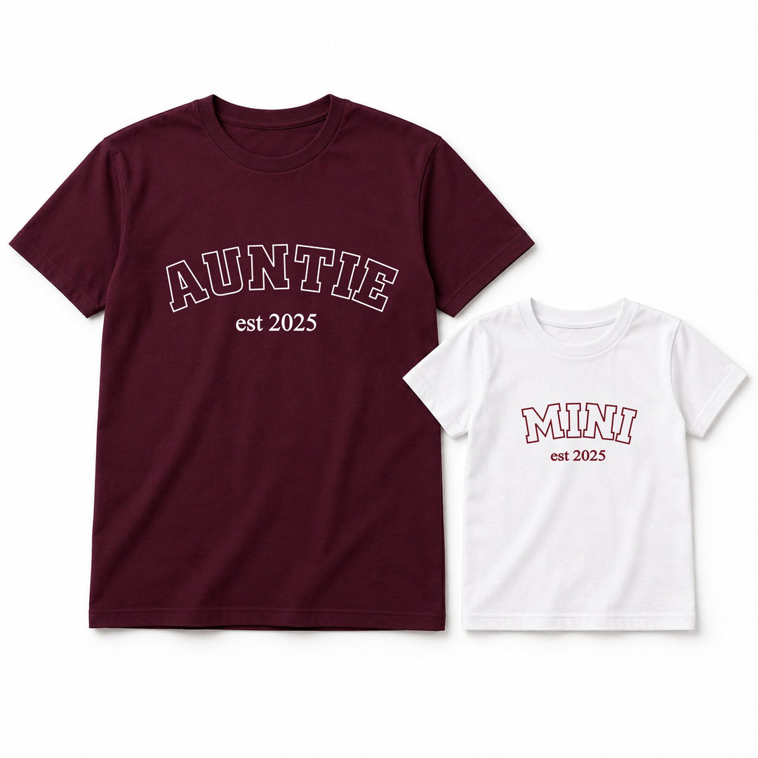 Personalised Maroon Est Auntie &amp; Mini Matching Outfits